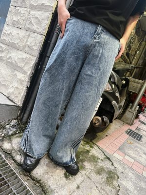 三邊線牛仔長褲