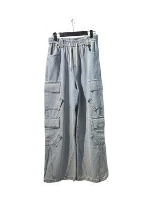 多口袋造型牛仔寬褲