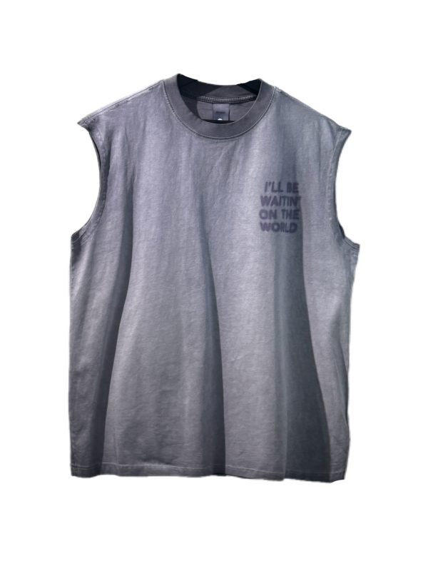 水洗英文模糊背心