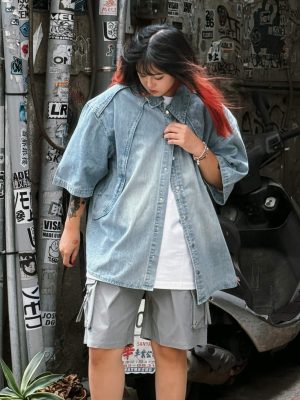 IMG_5039 剪裁牛仔短袖襯衫