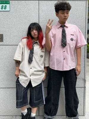 可拆式領帶短袖襯衫