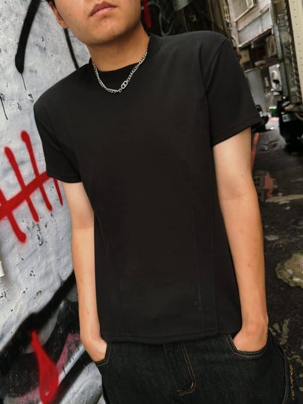 修身剪裁彈力短TEE