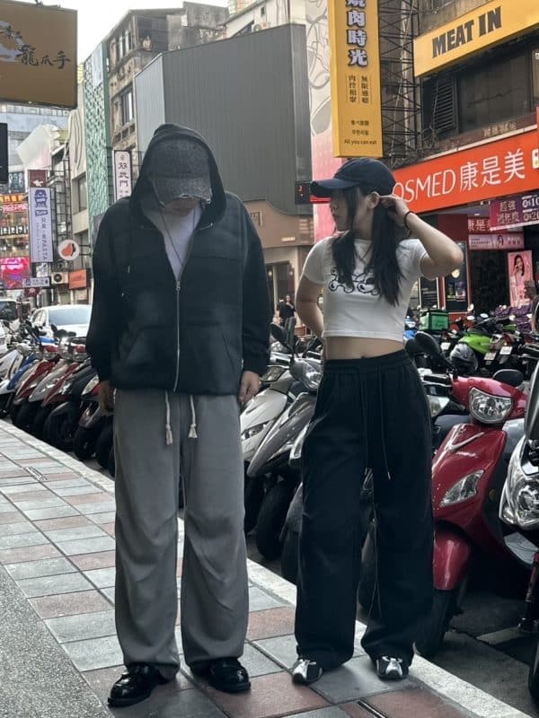 三條線刷色棉褲