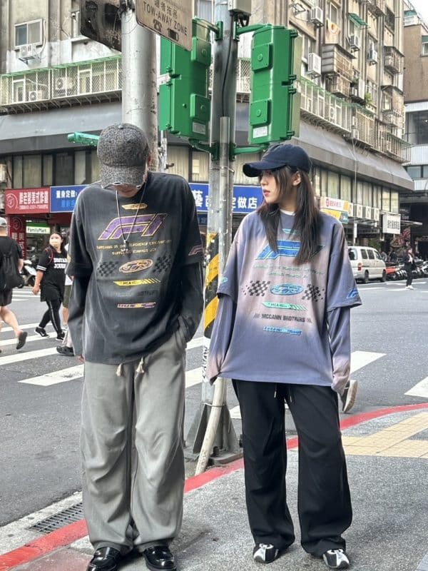 美式賽車假兩件T