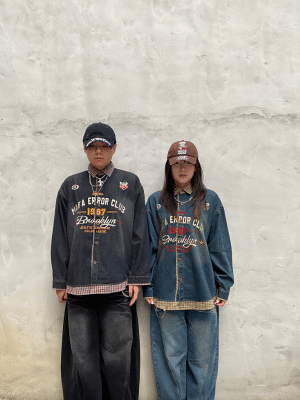 假兩件牛仔襯衫