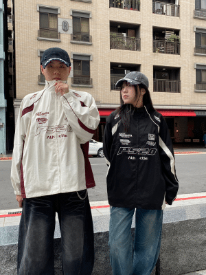 賽車風刺繡風衣外套